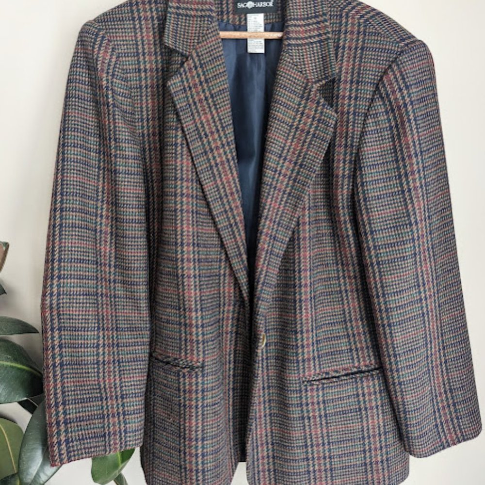 Vintage Sag Harbor Wool Tweed Blazer Women's 18 XL